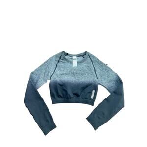 NWT Gymshark Women's Gray & Black Long Sleeve Crop active Shirt Size Small